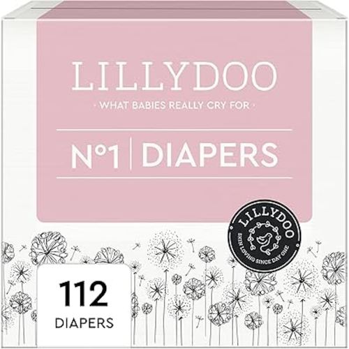 Diapers - Size 1 (4-11 lbs), Half-Monthly Supply (112 Count), Skin-Friendly, Ultra Soft, Chlorine-Free & Absorbent Baby Diapers