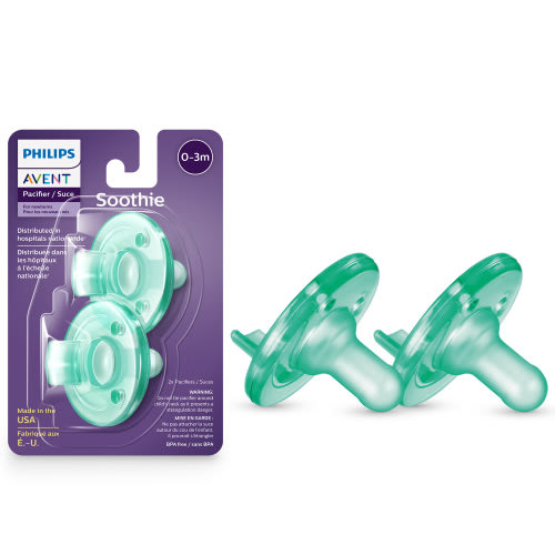 Philips Avent Soothie Pacifier, 0-3 Months, Green, 2 Pack, SCF190/01