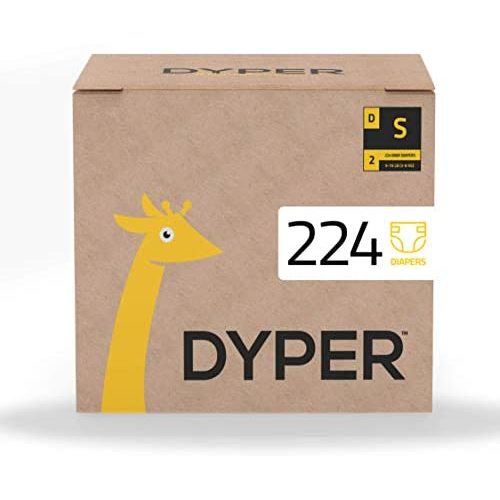 DYPER | Responsibly Sourced Bamboo Baby Diapers | Ink Free, Soft + Durable | Small | 6-16 lbs | 224 Count