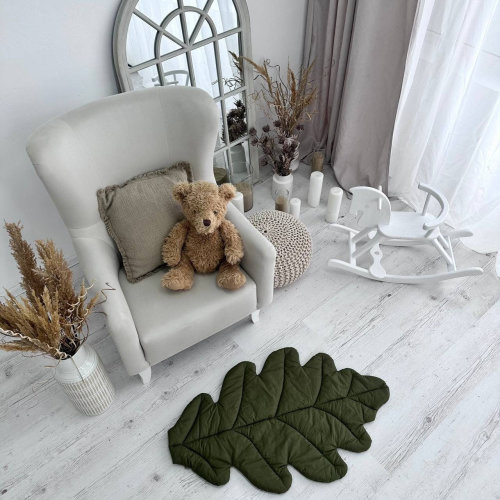 CUSTOM ORDER Baby play mat, green play mat oak leaf mat Organic cotton fabric Safe for babies from birth Neutral colors and safe material.