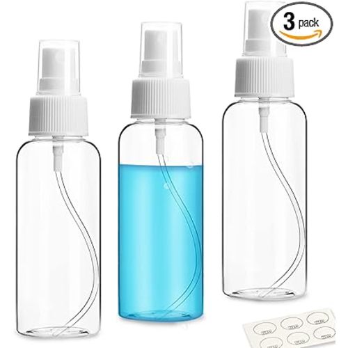 ZEJIA 3 Pack Small Spray Bottle, 2.7oz/80ml Travel Spray Bottle, Empty Fine Mist Spray Bottles, Refillable Mini Spray Bottles with Labels