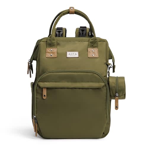 AIITA Diaper Bag Backpack, Multifunction Diaper Bag with Changing Pad, Baby Diaper Bags for Boys Girls, Stylish Large Capacity Travel Backpack for Moms Dads, Baby Shower Gifts,Unisex – Olive Green