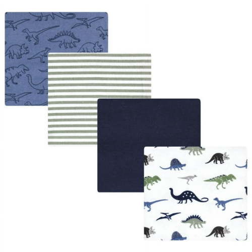 Hudson Baby Infant Boy Cotton Flannel Receiving Blankets, Blue Green Dino, One Size
