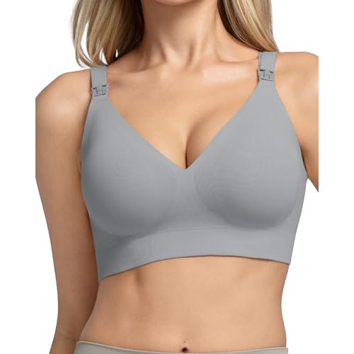 Momcozy CoolFit Nursing Bras for Breastfeeding, Ultra Stretch Seamless Jelly Strip Maternity Bra, Cooling Wireless