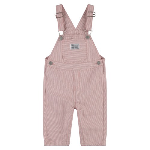 Baby Railroad Stripe Cotton Overalls, 18M, Red/ White Stripe
