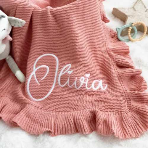 Embroidered Name Baby Blanket • Personalized Cotton Blanket