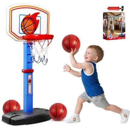 Joyfy Toddler Basketball Hoop, 30.7”-42.5” Adjustable Basketball Game Set With 4 Balls for Kids Indoor Outdoor Play, Gift for Boys Girls Age 1 +