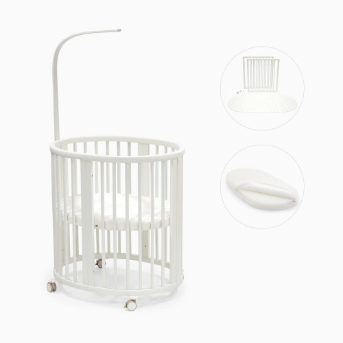Stokke Sleepi3-in-1 Convertible Crib with Mattresses and Extension Kit - White/White