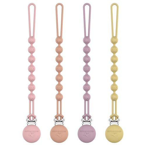 Cuddle Campus Silicone Pacifier Clip Holder with One Piece Design,Soft Flexible Binky Clips with Texture for Baby Boy and Girl Pack of 4