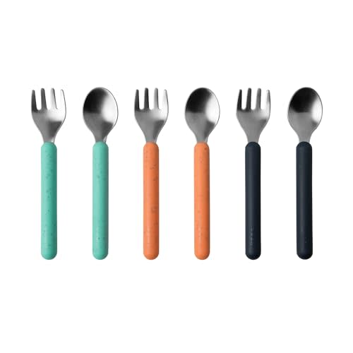 Boon Chow Silicone Plate Set - 3 Unbreakable Divided Toddler Plates - Baby Plates for 6 Months and Up - Baby Led Weaning Supplies - Mint Multicolor