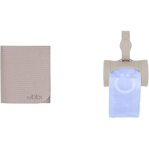 Ubbi Baby Travel Mat and Bag Dispenser with 24 Scented Bags, Taupe