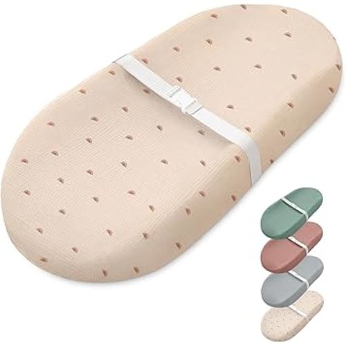 Blissful Diary Muslin Baby Changing Pad with Waterproof Lining Foam, Diaper Changing Table Pad with Cover for Dressers (Sunshine, Avocado)