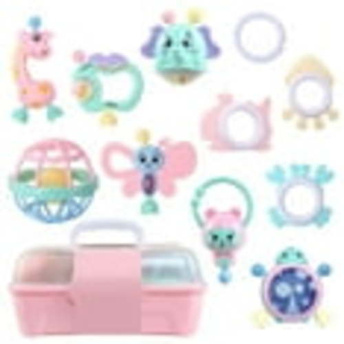 Rattles for Infants Teething Toys for Babies 3-6-12 Months Developmental Baby Early Education Toys Newborn Silicone Puzzle Teether Toy Baby Girl Toy Giraffe Elephant Toys