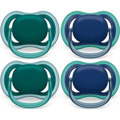Philips Avent Ultra Air Pacifier - 4 x Light, Breathable Baby Pacifiers for Babies Aged 6-18 Months, BPA Free with Sterilizer Carry Case, SCF085/52