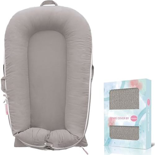 Corduroy Baby Lounger Cover for Dockatot Deluxe + | 100% Cotton Hypoallergenic Newborn Premium Quality Spare Cover(Cover Only) (Grey)