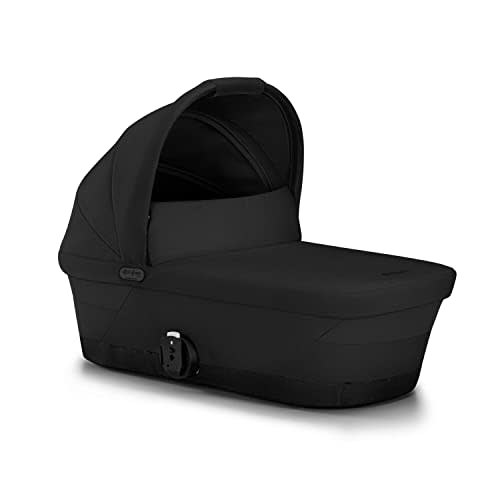 Cybex Gazelle S 2 Cot Baby Bassinet - Easy-Carry Ergonomic Handle, Sun Canopy & Spacious, Cozy Interior, Compatible with Cybex Gazelle S 2 Stroller, Moon Black