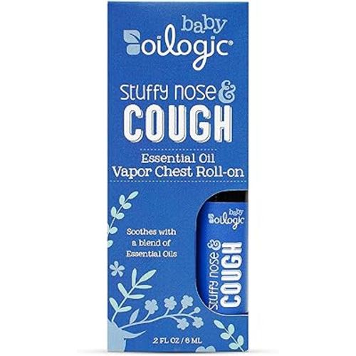 Oilogic Stuffy Nose & Cough Vapor Chest Roll-On Essential Oil for Babies & Toddlers - Gentle Baby Essentials - Pediatrician-Tested & Safe for Babies, 2 Fl Oz