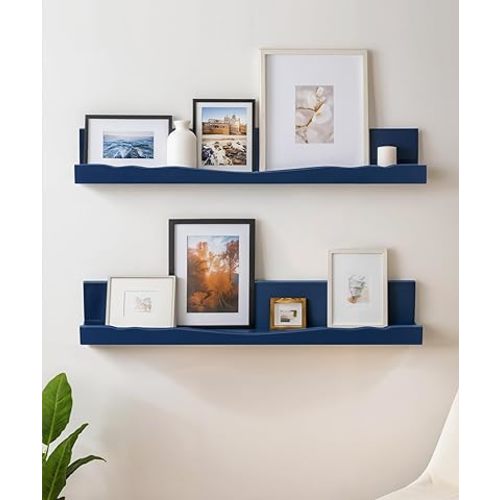 SUMGAR Floating Shelves Blue for Wall Mounted Shelf Picture Ledge 24 inch Mordern Storage Rack for Living Room Bedroom Bathroom Kitchen Office Home Display Decoration Set of 2