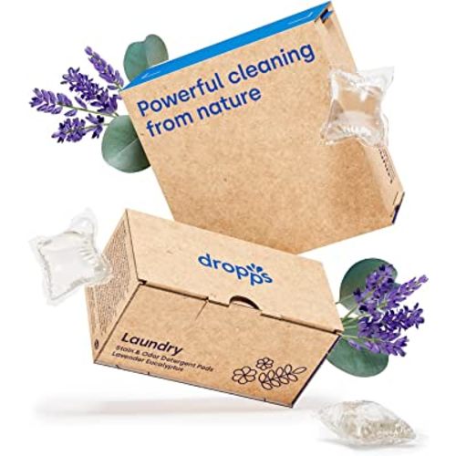 Dropps Stain & Odor Laundry Detergent | Lavender Eucalyptus, 64 Pods | Low-Waste Packaging | Works In All Machines - High Efficiency (HE) Compatible | Powered by Natural Plant-Based Ingredients