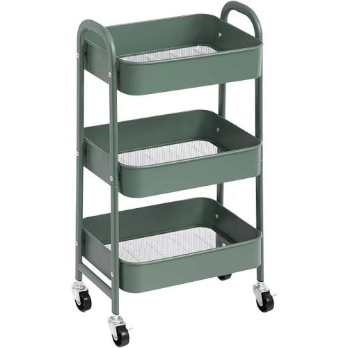 AGTEK 3 Tier Metal Utility Cart, Green