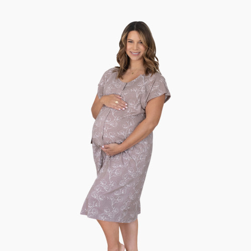 Kindred Bravely Universal Labor And Delivery Gown | 3 In 1 Labor, Delivery, Nursing Gown For Hospital - Lilac Bloom, Small/Medium/Large