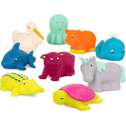 B. toys – Animal Bath Squirts – 9 Water Squirts – Baby Bath Toys for Babies – 10+ Months – Squish & Splash – Horse, Crocodile & More
