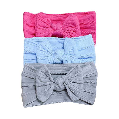 Zwiiyzr Bows for Girls Headbands 3PC Toddler Cute Bowknot Solid Color Baby Headdress Elastic Band Hair Band Hair Accessories for 0-3 Years Hot Pink