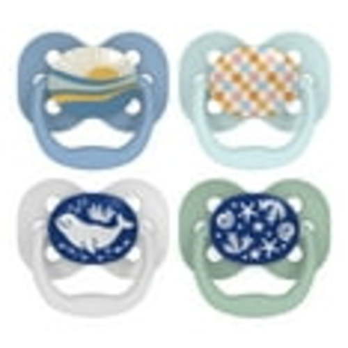 Dr. Brown's Advantage Baby Pacifier, Fully Symmetrical, Silicone Bulb, 0-6m, BPA Free, Sunrise/Glow, 4 Pack