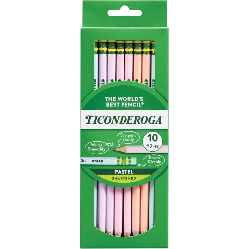 Ticonderoga® Pastel Pencils, #2 Soft, Assorted Colors, Pack of 10 Pencils