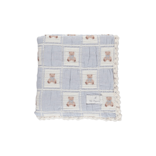 Blue Teddy Bear Patchwork Blanket