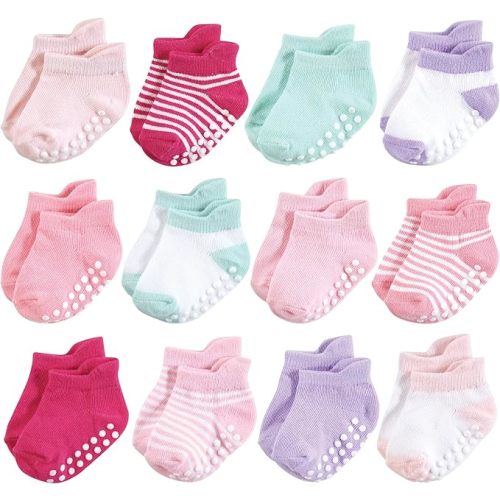 Hudson Baby Unisex Baby Non-Skid No-Show Socks - 0-6 Months - Pink Lilac