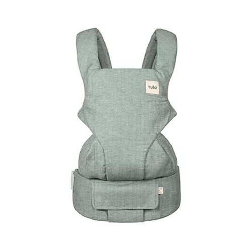 Baby Tula Explore Carriers - Breathable Baby Carrier Newborn to Toddler - Adjustable Toddler Carrier - Multiple Ergonomic Positions Front and Back - Ergonomic Fit for 7-45 lb - Linen, Spruce