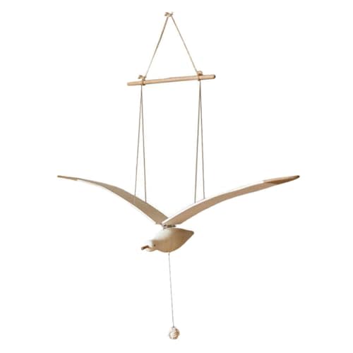 HOLIDYOYO Seagull Hanging Mobile Wooden Flying Bird Decor Nursery Wall Hanging Ornament for Home Nursery Room Balcony Patio Decor