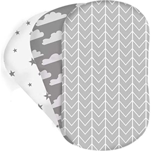 Bear’s Little Fish 100% Organic Cotton Baby Bassinet Sheets - Soft Fitted Crib Sheets for Hourglass Rectangular Oval Bassinet Mattress Pad Baby Basket Bedside Sheets