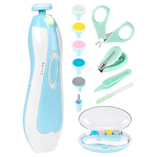 Baby Nail Trimmer Electric-12 in 1 Baby Nail Clippers Safe Baby Nail File Kit with a Nail Clipper, Scissor, Tweezers, and Nail Files