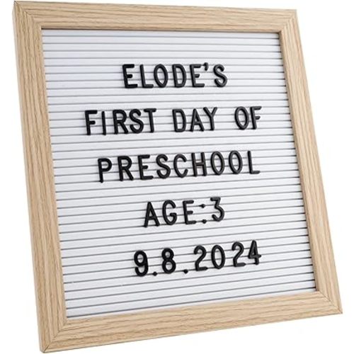 C CRYSTAL LEMON Felt Letter Message Board 10x10 Inch – 336 Changeable Letterboard Letters, Numbers & Symbols – Wood Frame with Easel & Hanger for Home, Office & Announcement Display