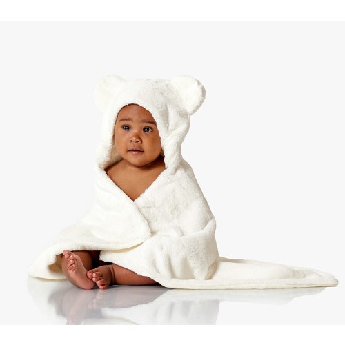 Bear Faux Fur Baby Hooded Towel