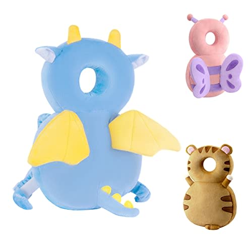 Toddler Baby Head Protection Cushion Backpack Wear,Blue Dinosaur
