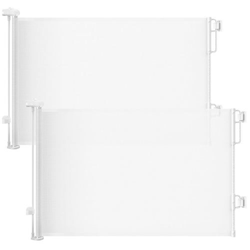 Cumbor 2-Pack Retractable Baby Gates for Stairs, 55" Wide Mesh Dog Gate for Pets with One-Hand Opening, 34" Tall Safety Child Gate for Doorways, Hallways, Kitchen, Indoor/Outdoor, White