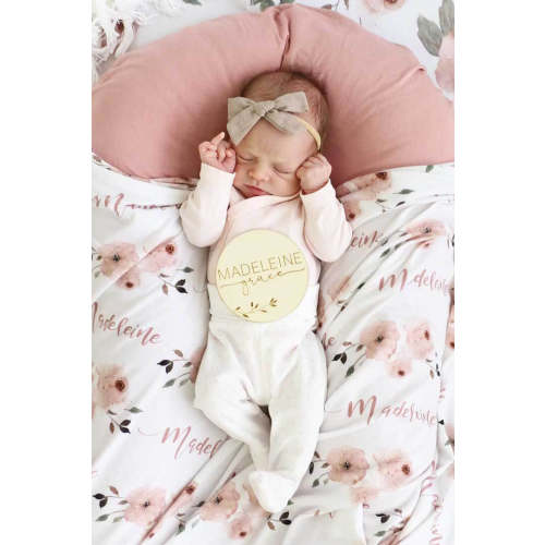 Millie's Dusty Rose Garden Personalized Baby Name Swaddle Blanket