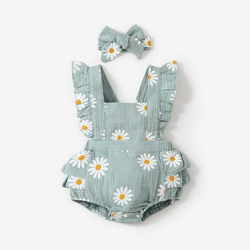 PatPat Newborn Baby Girl Clothes 100% Cotton Baby Romper Sleeveless Short Jumpsuit Summer Clothes Outfit Set, 3-6 Months