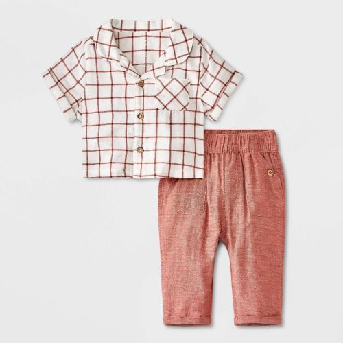 Baby Boys' Gauze Top & Bottom Set - Cat & Jack™ Cream 0-3m