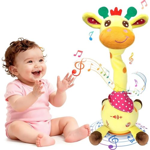 Hunfur Talking Dancing Giraffe Baby Toys for 3-18 Months, Singing Recording Repeats What You Say with Glowing Light, Funny Gift for Toddlers 1-3 Year Old, Boys Girls Tummy Time Toys