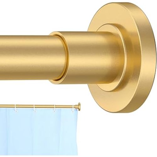 Gold Shower Curtain Rod 31 to 80 Inch,1 Inch Diameter Adjustable Spring Tension Stainless Steel Telescoping Rod,Easy Install,No Rust