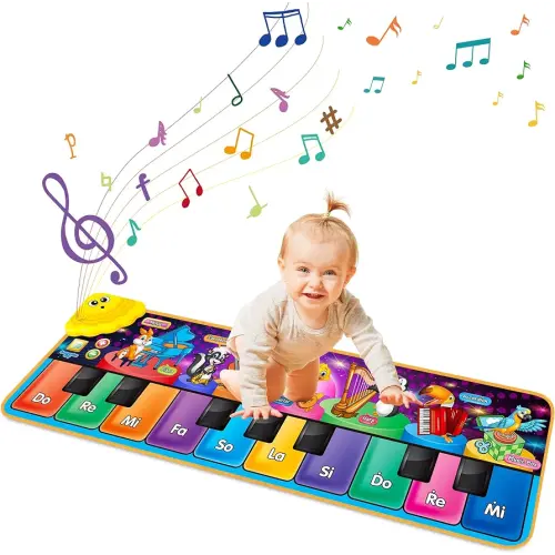 Kids Musical Piano Mats with 25 Music Sounds,Musical Toys Baby Floor Piano Keyboard Mat Carpet Animal Blanket Touch Playmat Early Education Toys for 1 2 3 4 5 6+ Year Girls Boys Toddlers