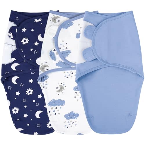 Yoofoss Baby Swaddles for Newborns 100% Cotton, Adjustable Swaddle 0-3 Months 3 Pack Newborn Swaddle Sack, Breathable Soft(Small)