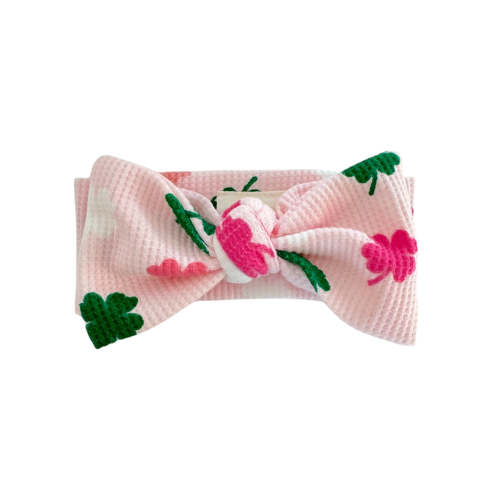 Organic Waffle Knot Bow, Pink Clover