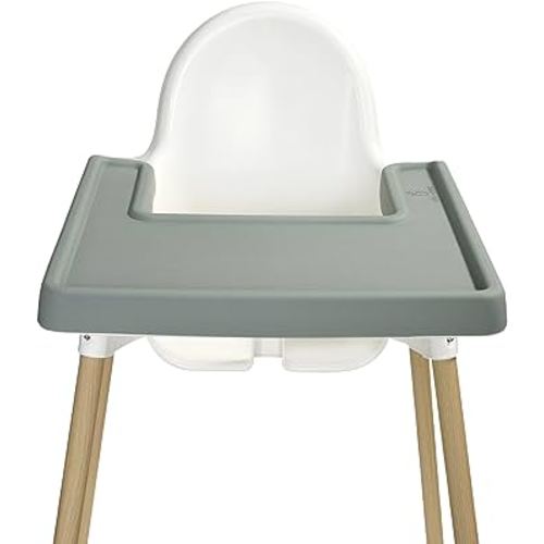 Highchair Grippy Coverall Placemat, Compatible with IKEA Antilop, Highchair Accessories, Wipeable, Silicone Placemat for Highchair Tray (Darksage)
