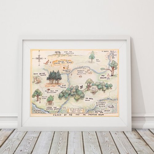 100 Acre Wood Map Sign. Classic Winnie the Pooh Nursery. Winnie the Pooh Baby. Wall Art. Wall Decor. Boy Nursery Art. Girl Nursery Art. S481 - Etsy