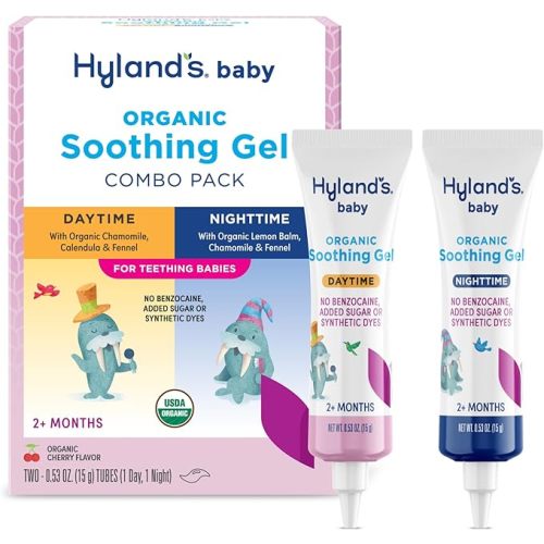 Hyland's Baby Organic Day and Night Soothing Gel Combo Pack, Cooling Gel for Oral Discomfort, Easy-to-Apply, Ages 2 Months and Up, 1.06 Ounce (2 Tubes of 0.53 oz.)